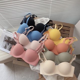Novo Soutien Push Up Sem Costura Fios Para Mulheres Concha De Moda Simples Copo Meio Grosso Sexy Tentação Reunir 2023 Último Sutiã