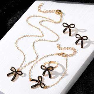 5pcs Novo Estilo Colar de Moda Colar de Arco Brincos Pulseira de Anel com Conjunto Combinado de Diamante Jóias de Casal