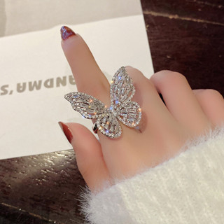 Super Fada de Luxo Super Fada Zircon Butterfly Índice Aberto Anel Dedo