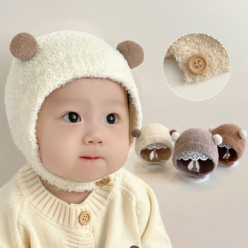 Touca de Tricô Fofa e Quentinha com Pom Pom para Bebês e Crianças Pequenas