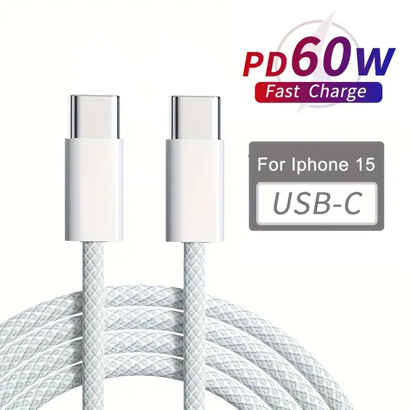 Cabo tipo C para C de 60 W USB PD 3.0 Cabo carregador de carga rápida USB-C 5A TypeC Cabo USBC para Laptop Macbook Pro A
