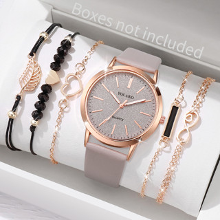 Relógio de Moda Senhoras Relógio Starry Sky Frosted Dial Ladies Leather Strap Quartzo Pulseira Love Leaf