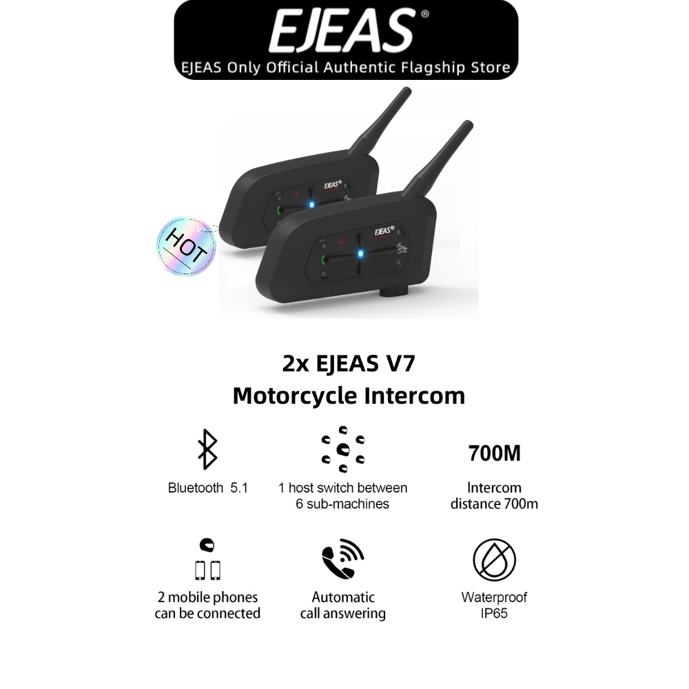 EJEAS V7 2 Pacotes Bluetooth Motocicleta Interfone Capacete Fone De Ouvido 7 Pilotos 700M Sem Fio À Prova D'água EJEAS V7 2 Pacotes Bluetooth Motocicleta Interfone Capacete Fone De Ouvido 7 Pilotos 700M Sem Fio À Prova D'água