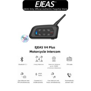 EJEAS V4 Plus 1 Pack Intercomunicador Sem Fio Bluetooth Capacete De Motocicleta Fone De Ouvido 4 rider Fala Ao Mesmo Tempo Rádio FM 1500M À Prova D
