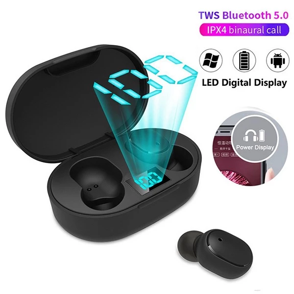 E6S Fones De Ouvido TWS Sem Fio Display LED 9D Estéreo Redução Ruído Longo Tempo À Prova Dwaterproof Água HD Chamada Sma