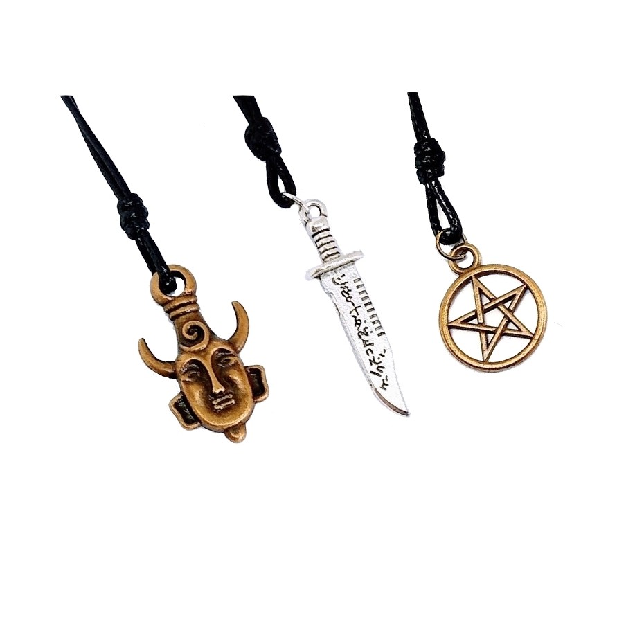 Colar Supernatural Dean + Faca + Pentagrama Cordão ajustável - Desconto ...