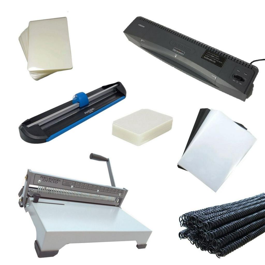 Kit Encadernadora Plastificadora A3 + Refiladora + Insumos