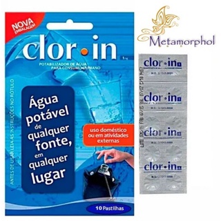 Clorin 10 pastilhas purificadoras para água de Consumo, Mochila de Emergência