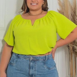 Blusa ombro a ombro duna decote v plus size feminina