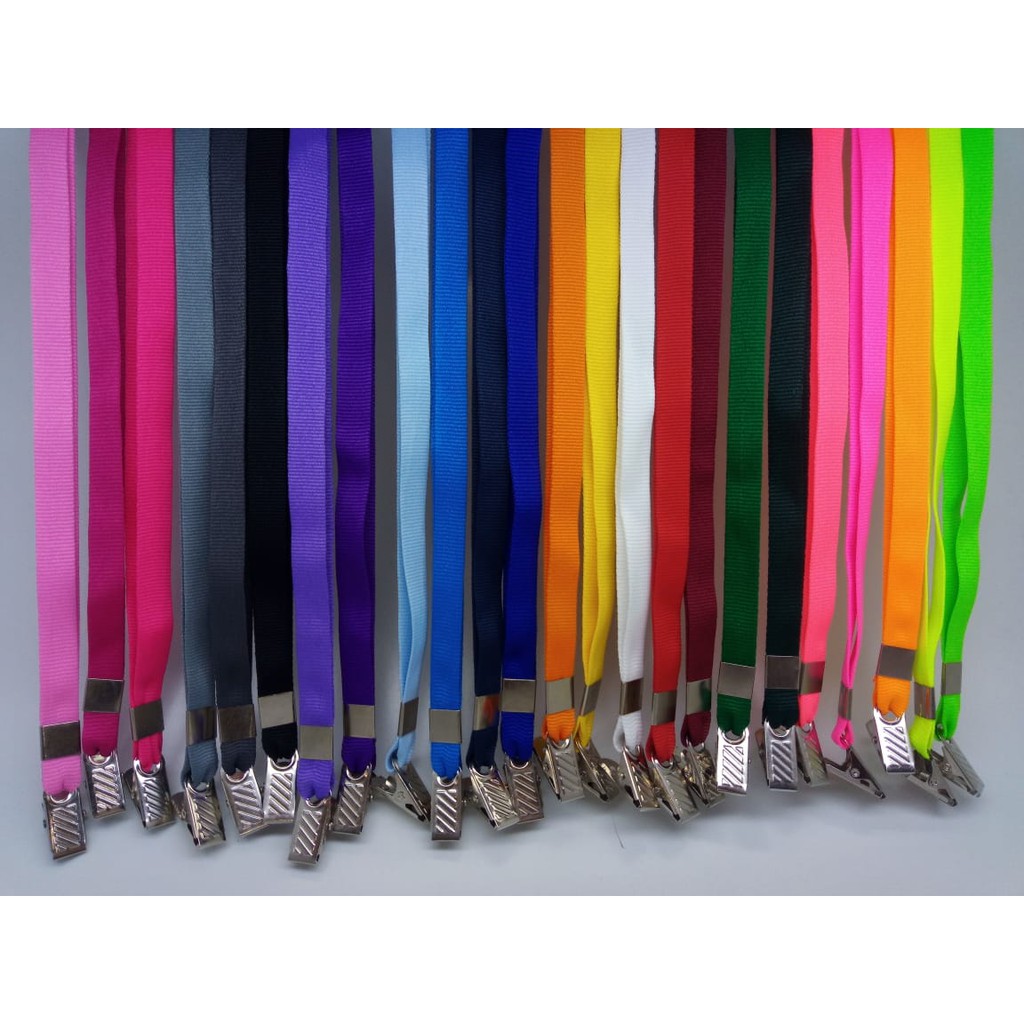 Cordão para Crachá 12mm | Liso | C/ Clips Jacaré Fixo | 1cor | 100 unidades em Oferta na Shopee