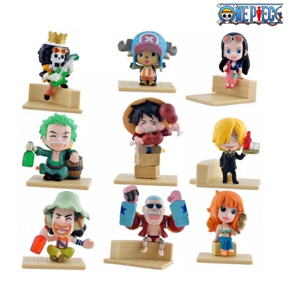 One Piece Sentados Action Figure Miniatura Bonecos Luffy Zoro