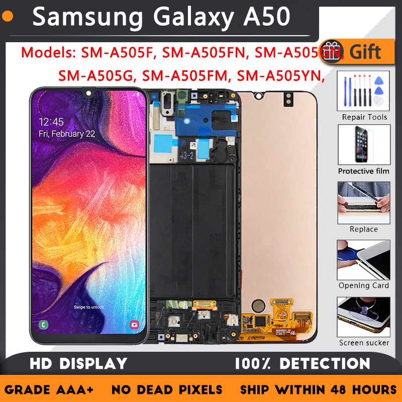 Display Lcd Para Samsung Galaxy A50 A505 SM-A505FN/DS A505F Digitador Da Tela De Toque A50 Com Substituição Do Quadro