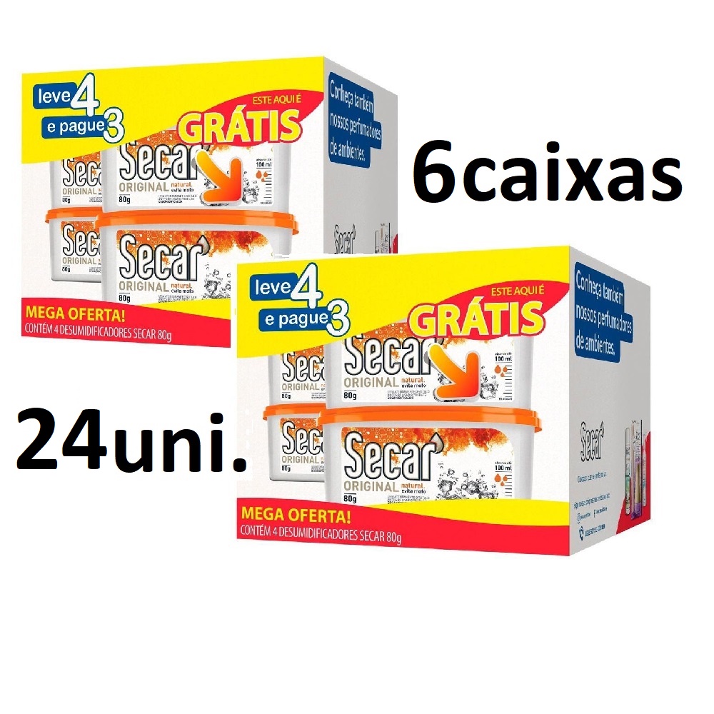 6 Kit anti mofo desumidificador Guarda Roupa Secar Leve 4 Pague 3 Original Natural Total 24 unidades