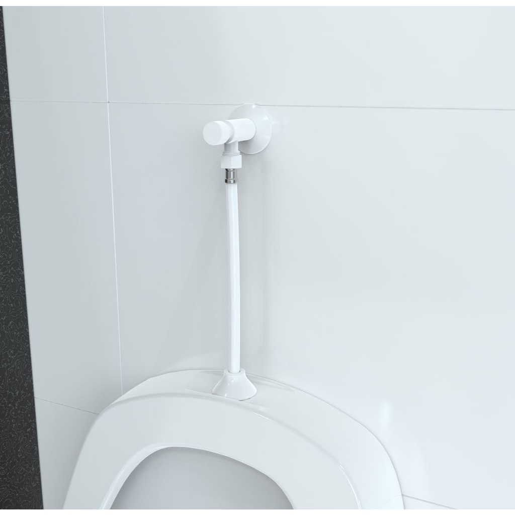 Válvula Descarga Mictório Automática Temporizada Completa C/CANOPLA E FLEXIVEL branca 30CM BLUKIT
