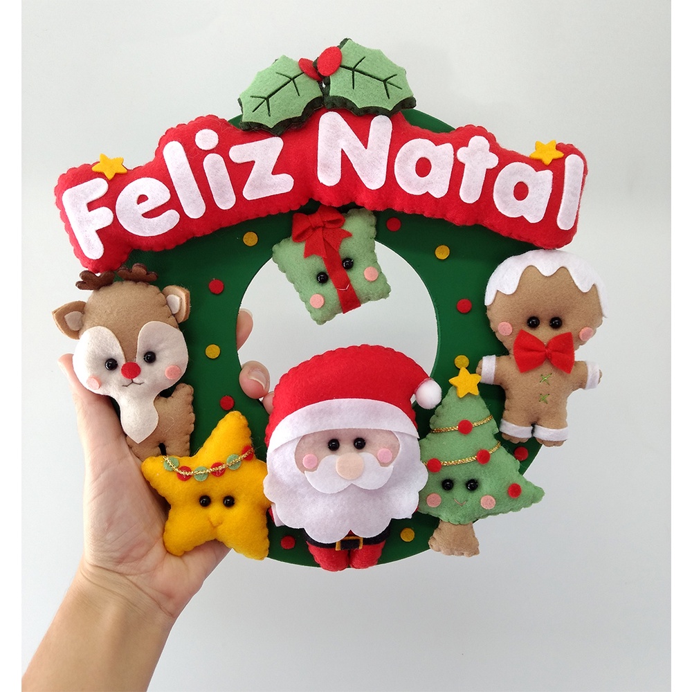 Guirlanda de Natal Enfeite de Porta Papai noel decoração natalina | Shopee  Brasil