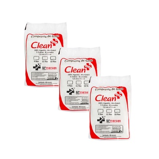 Kit 3 Compressas de Gaze Não Estéril 7,5x7,5cm 13 Fios - Clean