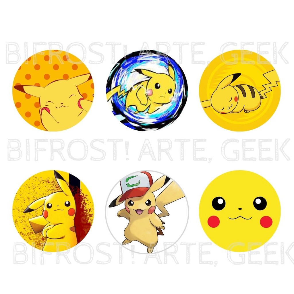 Kit 6 Bottons Pokemon Pikachu Ash colecionaveis Festas, lembrancinhas, aniversarios
