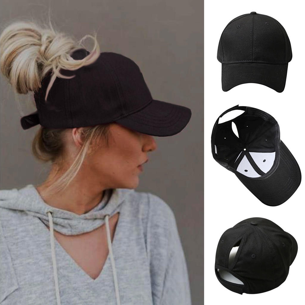 Boné de beisebol de rabo de cavalo cor sólida para mulheres primavera/verão chapéu de sol esporte ao ar livre corrida snapback chapéu bagunçado coque alto rabo de cavalo bonés de menina em Oferta na Shopee
