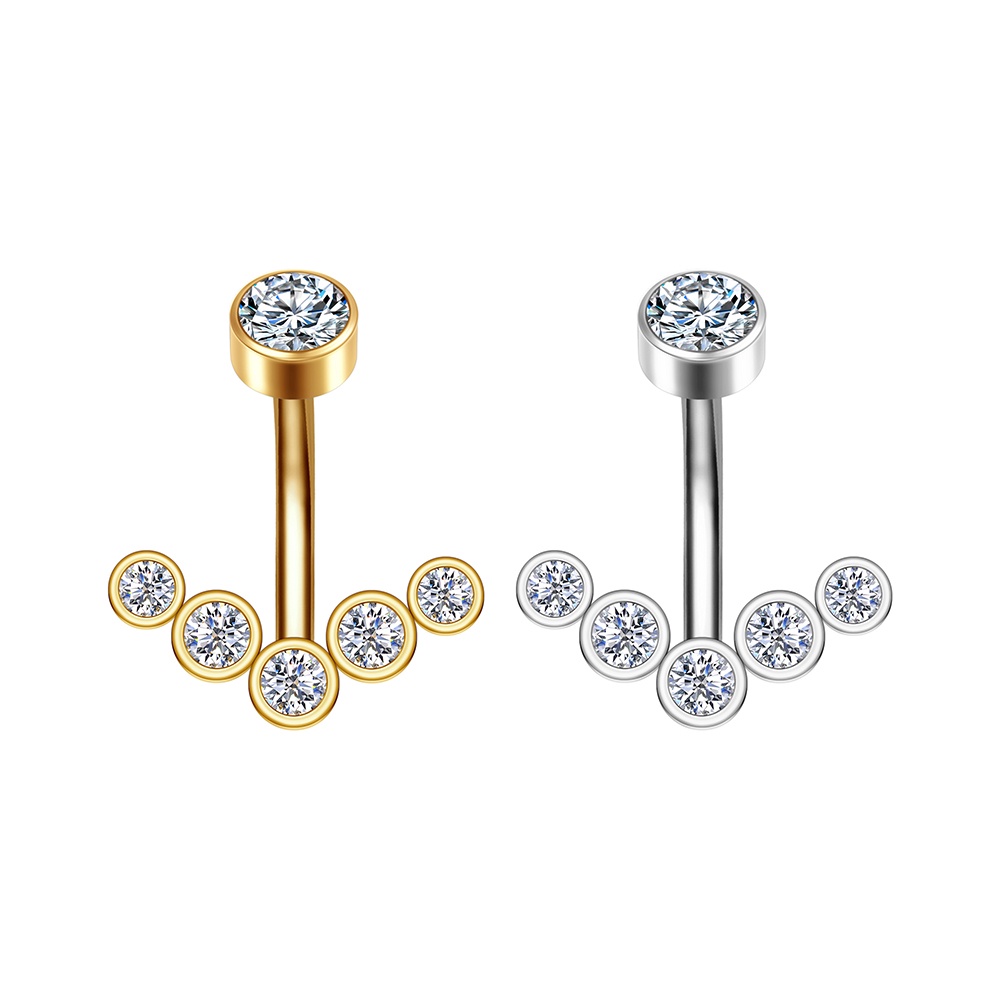 Piercing Umbigo Aço Cirúrgico Cluster Strass / Banana em Oferta na Shopee