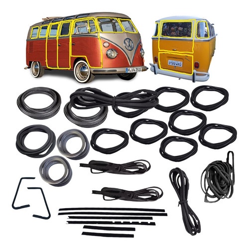 Kit Completo Borrachas Porta E Vidro Kombi 1200 1500 em Oferta na Shopee