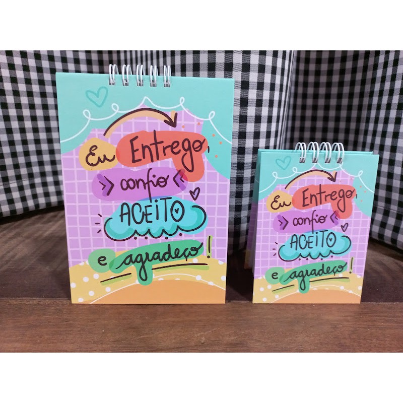 Kit 2 Bloquinhos Motivacionais Eu entrego, aceito, confio e agradeço Reiki, energia, universo, mandala, capa Dura