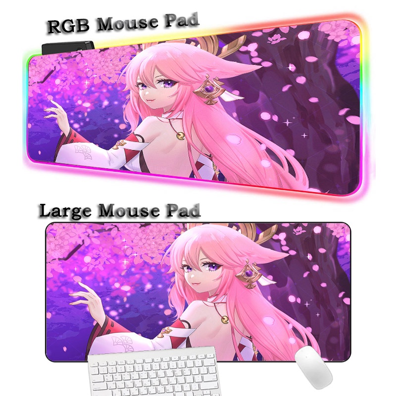 Mouse Pad Genshin Impacto Sexy RGB Mat XXL Yae Miko Tapetes Hentai