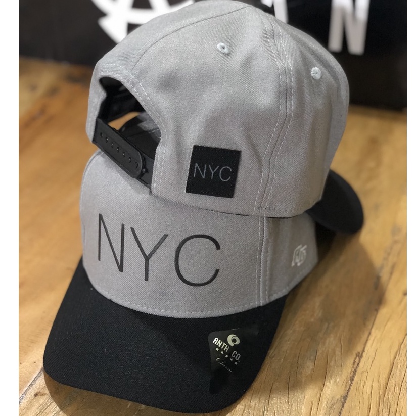 Boné NYC Anth New York City Snapback NY Sarja Premium Cinza aba preto