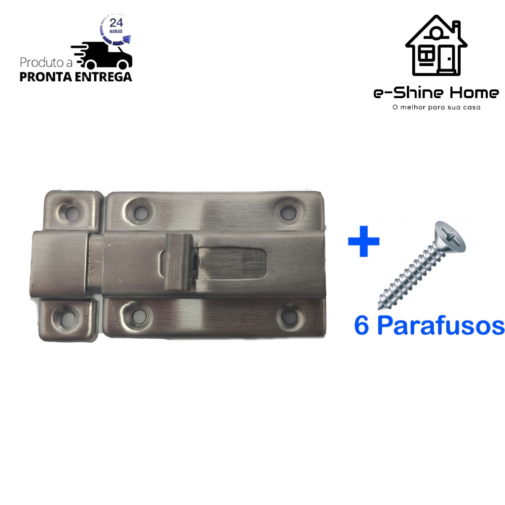 Ferrolho Trinco para Porta 7,5 cm. - 1 unidade + 6 parafusos em Oferta na Shopee