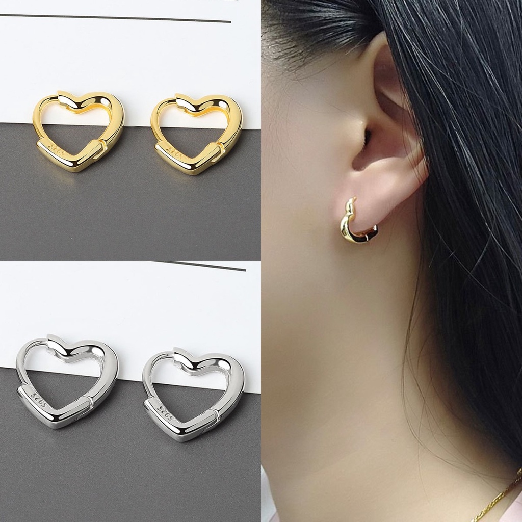 brincos femininos, Aço inoxidável, piercing orelha, argola coração em Oferta na Shopee