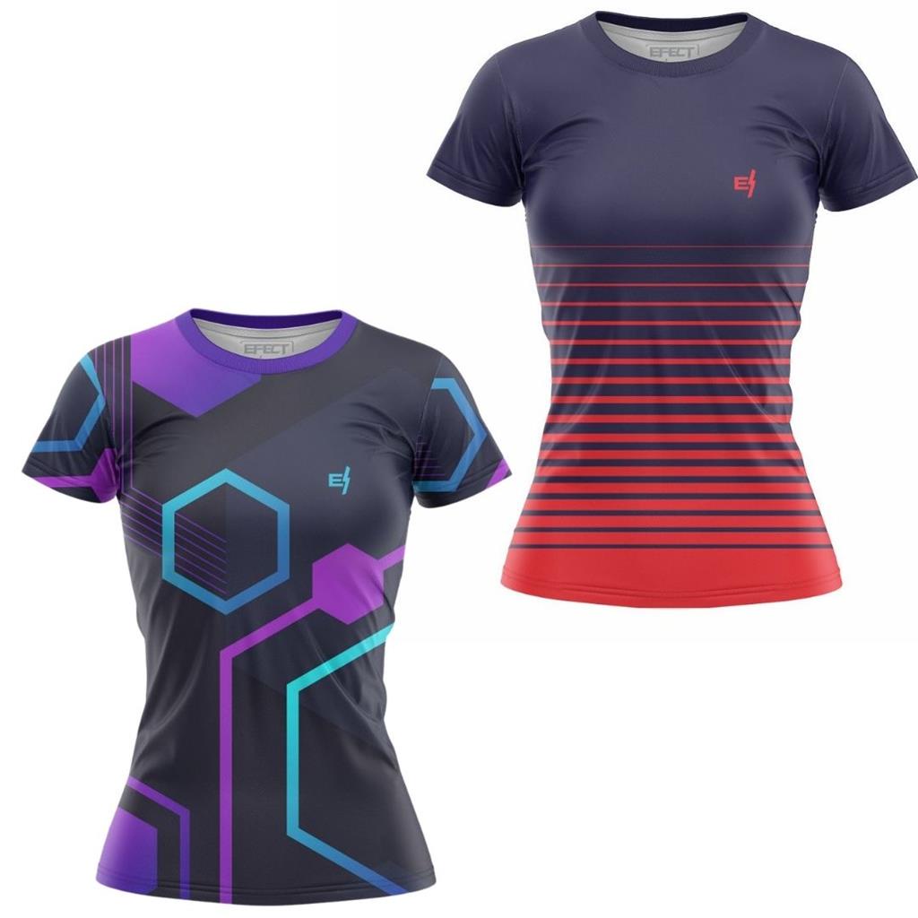 Kit 2 Blusa Feminina Fitness academia Caminhada Treino musculacao Caminhada Dry Fit Ante Suor