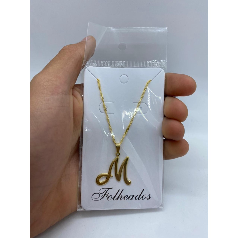 Colar Pingente Letra Inicial Nome Dourado Folheado Ouro 18k