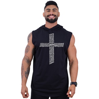 Regata Longline Com Touca Masculina MXD Conceito Academia Musculação Cruz Motivacional