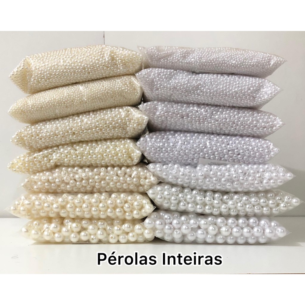 Pérola Inteira ABS COM FURO para Artesanato Laços, Tiaras e Presilhas (Pacote com 50 Gramas) em Oferta na Shopee