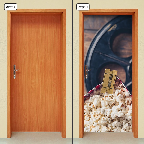 Adesivo Decorativo de Porta Parede Vidro Casa Sala Cinema Projetor Filme Movie Cine