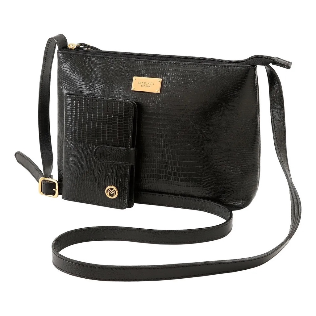 Kit Bolsa Transversal + Carteira De Couro Legítimo 2190+237