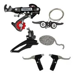 KIT 18 MARCHAS CÂMBIO YAMADA BIKE CORRENTE MANETE FREIO PASSADOR