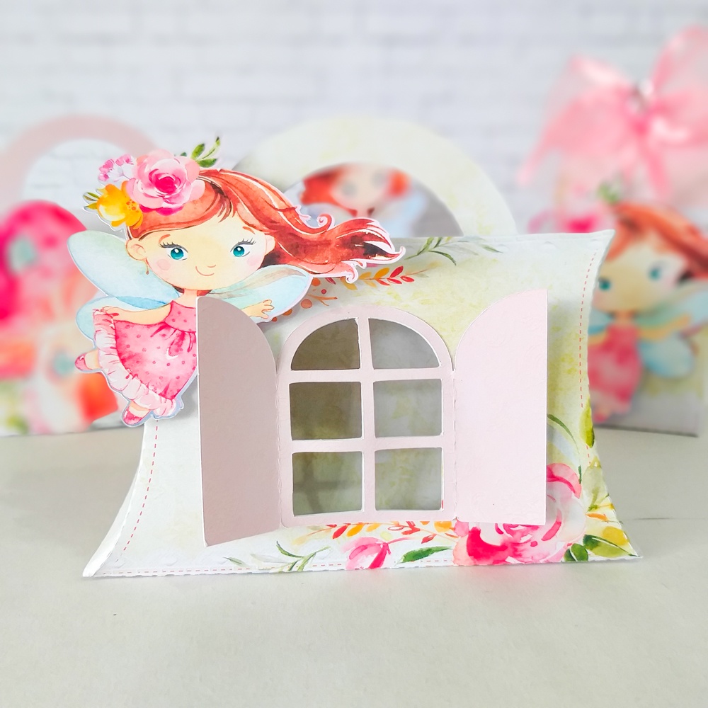Kit com 5 Caixas almofada personalizada Fadinha 3D