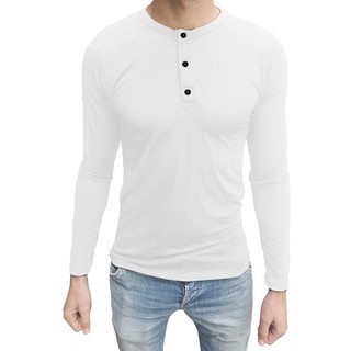 Camiseta Masculina Henley Manga Longa Outono Inverno Zhoe Top Estilo