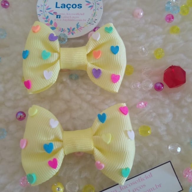 Laço Parzinho Bebê Menina Infantil Jeans Rosa Amarelo Azul