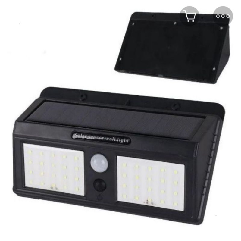 Luminária Led Solar Parede (601200) Sensor Presença Jardim Luz Branco 40Leds
