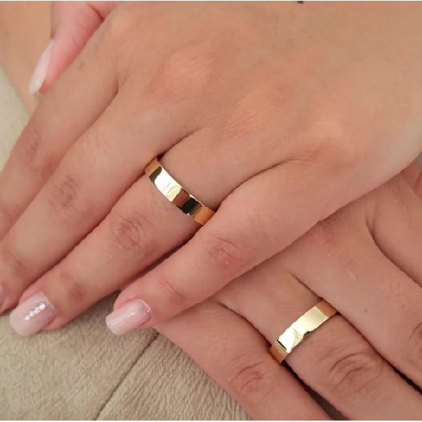 Par Aliança Anel Casamento Moeda antiga Reta 4mm Fina