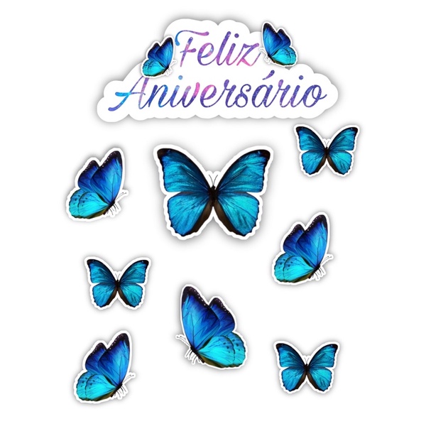 Topo de bolo topper temático - Borboletas - Azul | Shopee Brasil