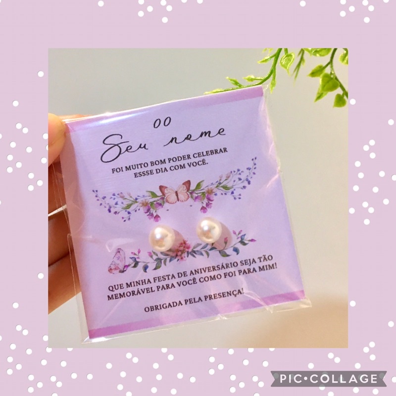 20 Lembrancinha aniversário personalizado para convidadas mimo lembrança de festa de aniversário 15 anos brinco pérola
