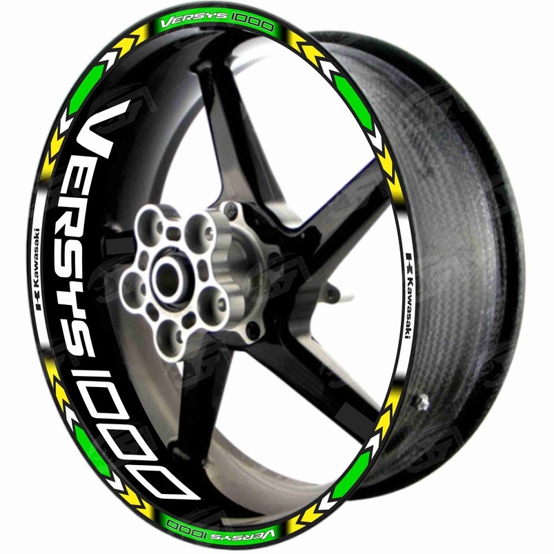 Adesivo Friso Refletivo Roda Moto Kawasaki Versys 1000 + Adesivos Internos M01 verde amarelo
