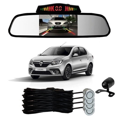 Sensor De Ré + Espelho Camera Ré Renault Logan Prata em Oferta na Shopee