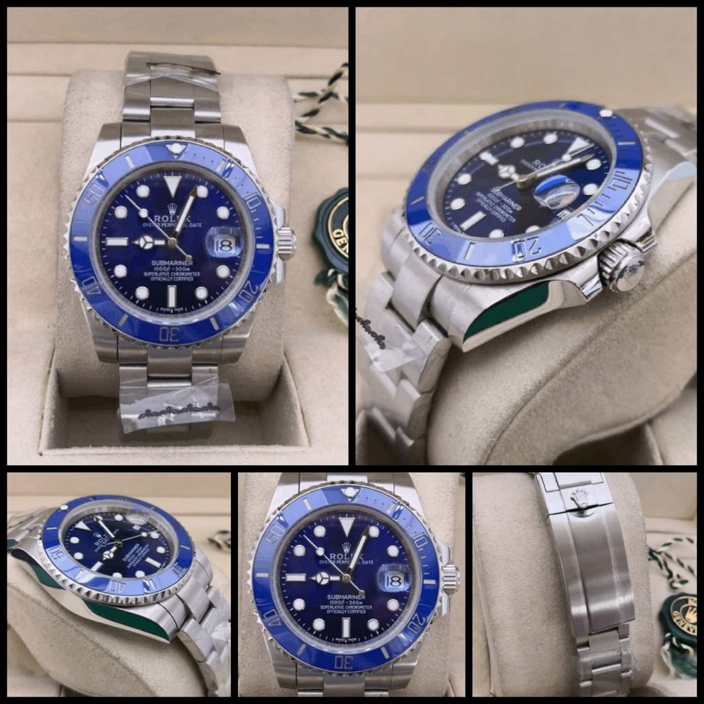 relogio rolex submariner azul prata 100% funcional a prova d agua linha ...