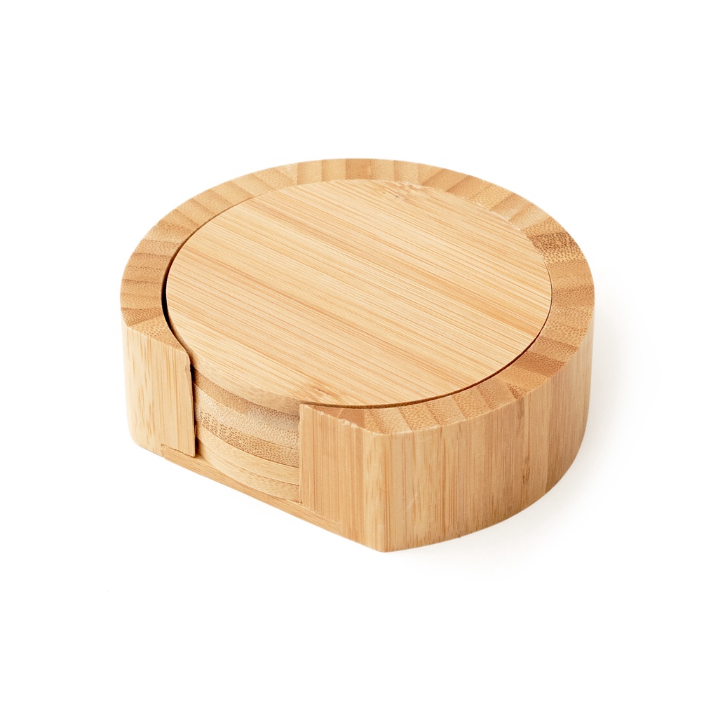 JOGO DE PORTA COPOS REDONDO EM BAMBU 6PCS - OIKOS - Home & Living