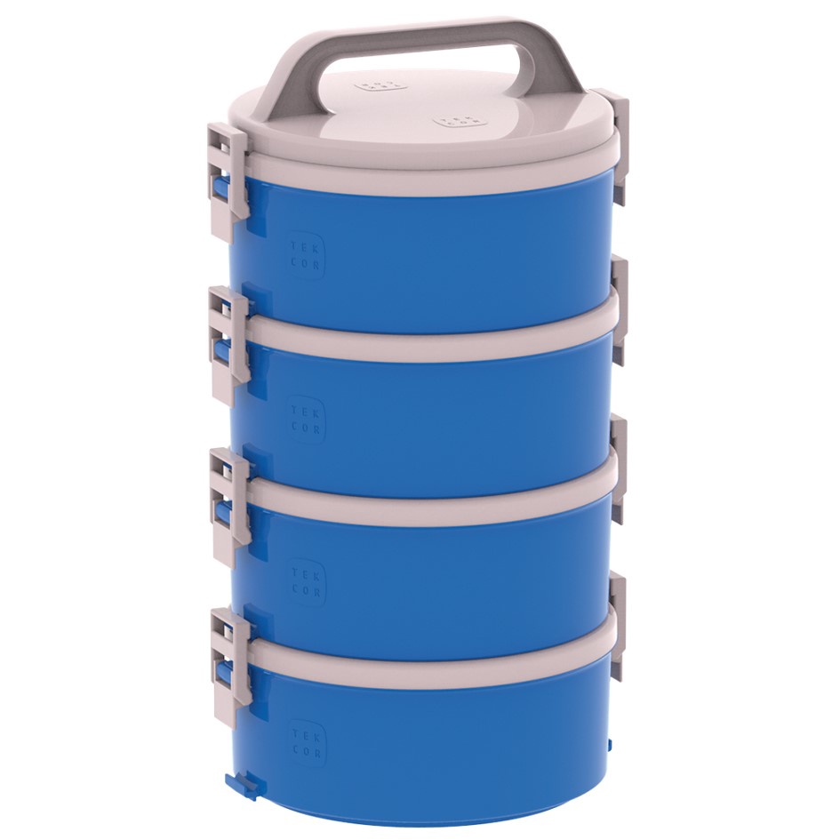 Conjunto 4 Marmita Térmica Marmitex Termoprato 1,5l Almoço Lanche Tekcor 2S 1D 1T - Soprano