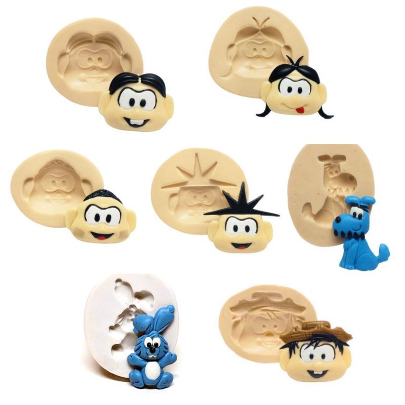Molde Forma de Silicone Turma da Mônica cód 1935 - Magali, Cascão, Chico Bento, Cebolinha, Sansão, Bidu