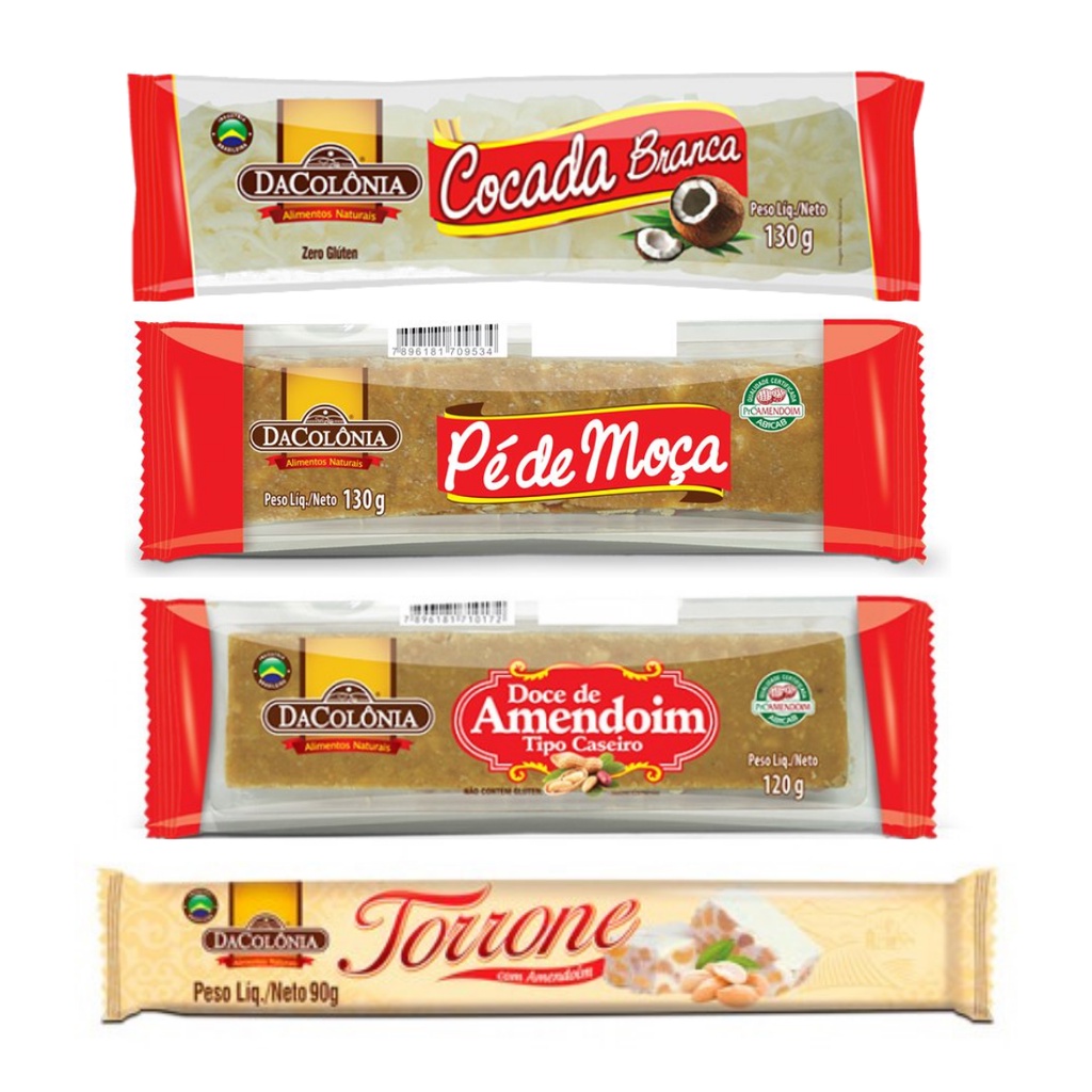 Kit Cocada Branca, Pé de moça, Doce de Amendoim e Torrone DaColônia